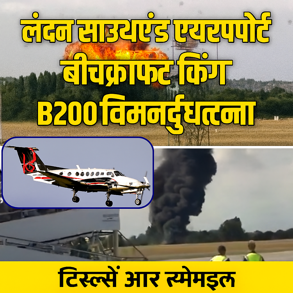 लंदन साउथएंड विमान दुर्घटना 2025 बीचक्राफ्ट किंग एयर B200 उड़ान में हिंदी न्यूज थंबनेल