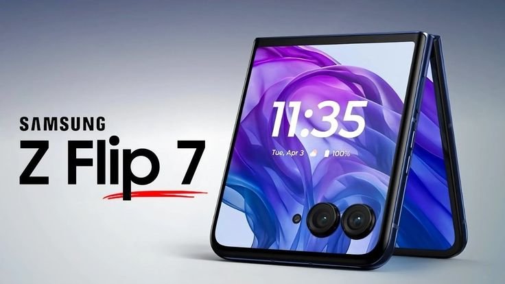 Galaxy Z Flip 7 आधा खुला व्हाइट FlexWindow डिस्प्ले में